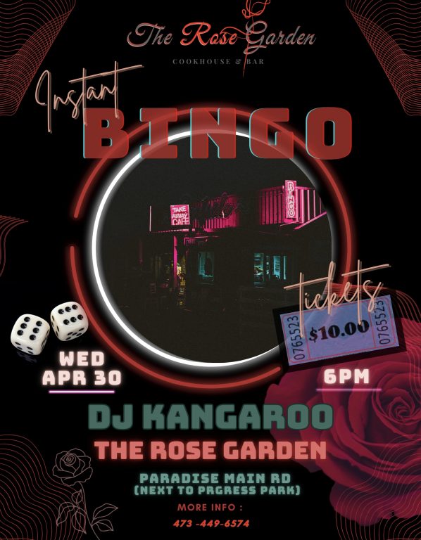 INSTANT BINGO at THE ROSE GARDEN BAR