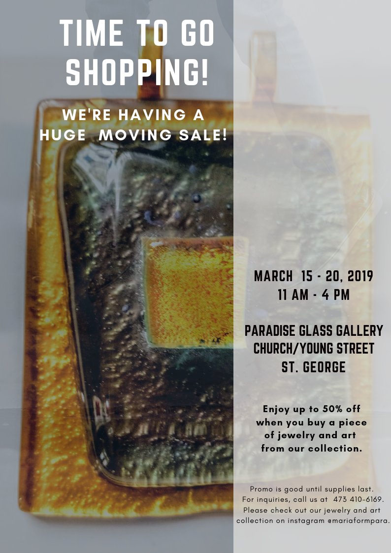 Huge moving sale March 15th to 29th @ Paradise Glass Gallery Up to 50% off