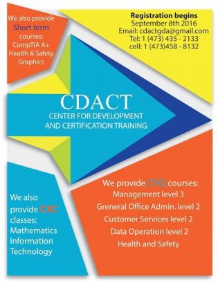 CDACT- Registration begins Sept 8th Call 473-458-8132