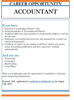 Career Opportunity - Accountant