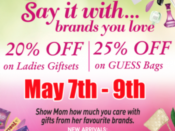 Mothers Day promotion at Dutyfree Caribbean & colombian emeralds