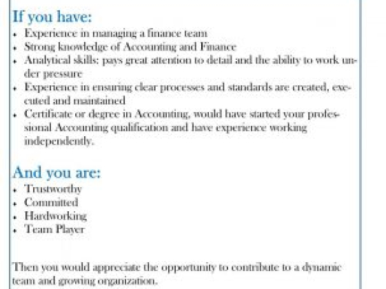 Career Opportunity - Accountant
